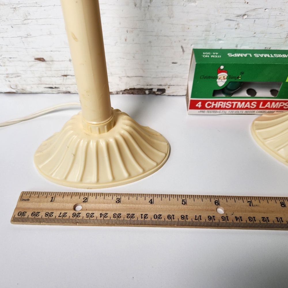 Pair Vintage Electric Window Christmas CandleStick Light, Plastic Drip Candle - Picture 5 of 10